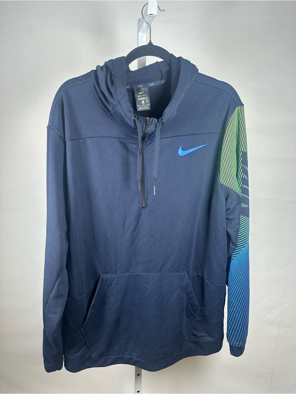 Nike Men's Dri-Fit 1/2 Zip Hoodie Sweatshirt Dark Navy Blue Size XL